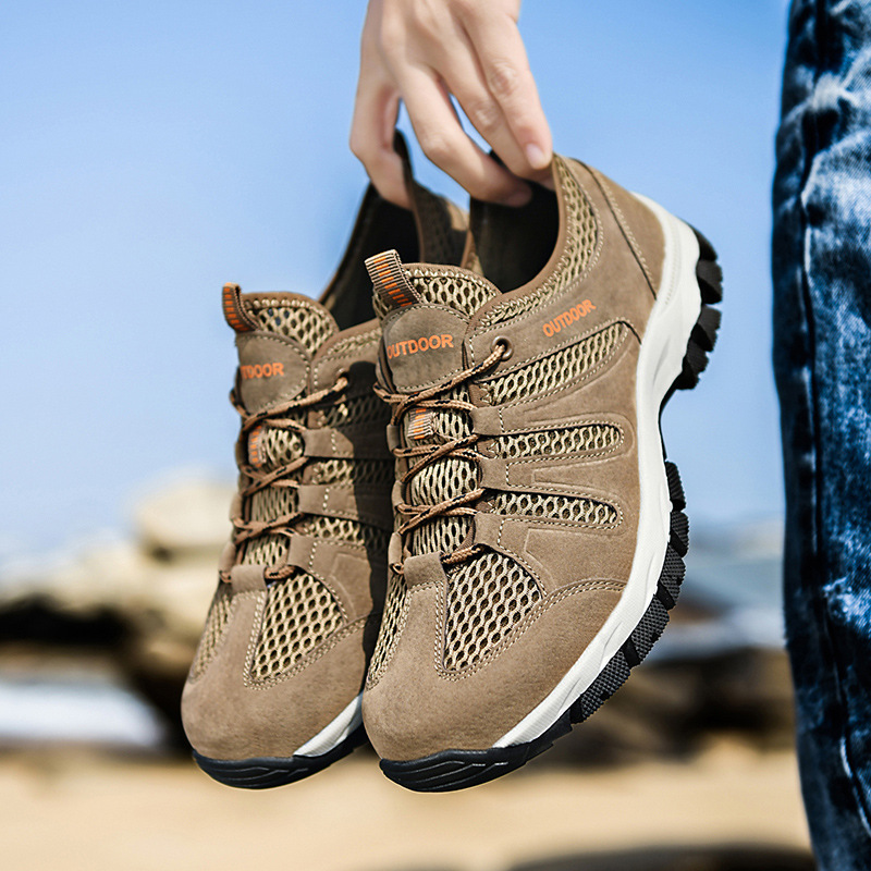 Men's Genuine Leather Breathable Lightweight Arch Support Hiking Orthopedic Shoes