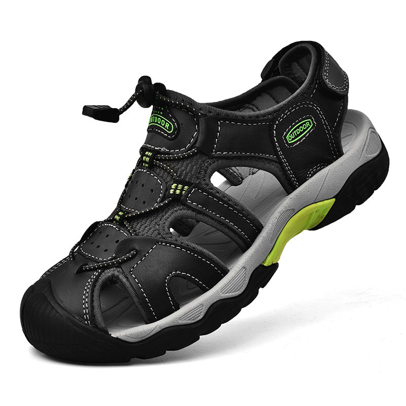 Dallader Men's Genuine Leather Sports Sandals, Orthopedic Support, Comfortable Lightweight Durable Non-Slip Hiking Sandals