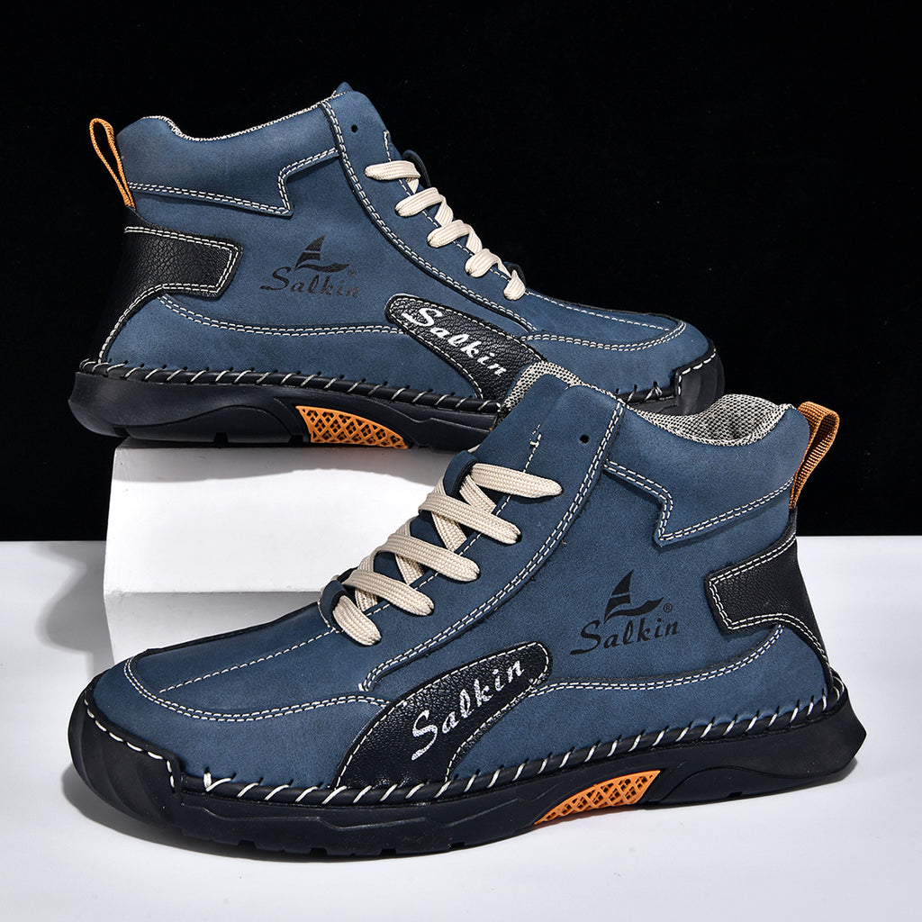 Men's Orthopedic Leather Shoes - Built-in Arch Support, Ankle Support, Waterproof, Non-Slip, Comfortable Work Shoes, Ideal For All-Day Wear and Durable For 5 Years
