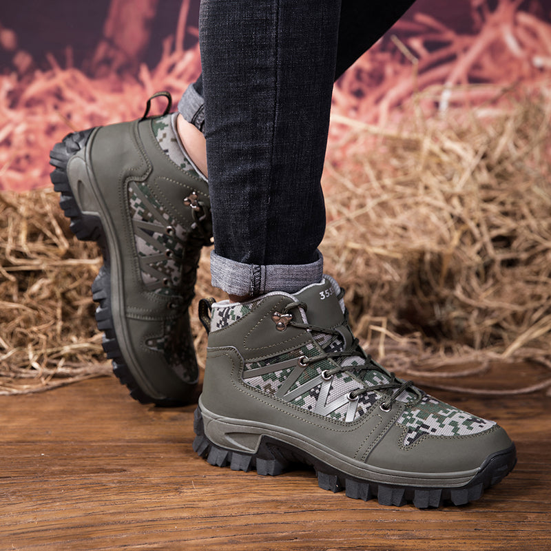 Men's Orthopedic Walking Boots - Built-In Arch Support; Ankle Support; Waterproof Leather Upper; Wide Toe; Non-Slip; Anti-Wear; Comfortable Hiking Boots