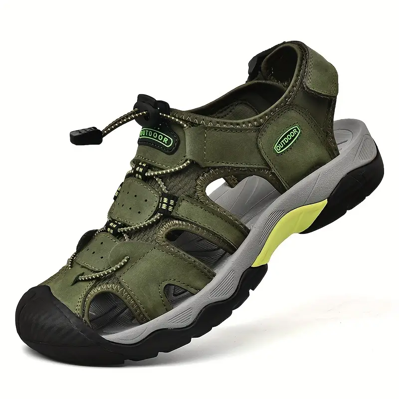 Dallader Men's Genuine Leather Sports Sandals, Orthopedic Support, Comfortable Lightweight Durable Non-Slip Hiking Sandals