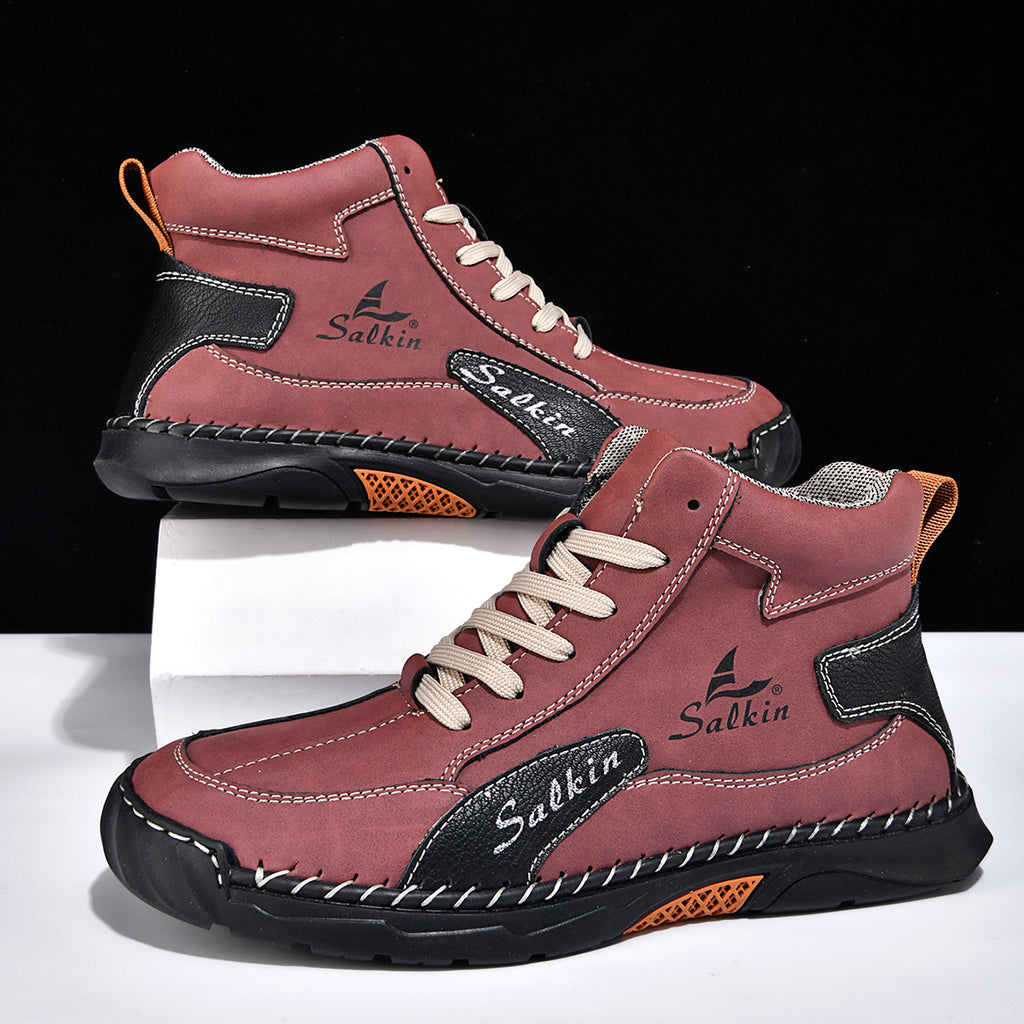 Men's Orthopedic Leather Shoes - Built-in Arch Support, Ankle Support, Waterproof, Non-Slip, Comfortable Work Shoes, Ideal For All-Day Wear and Durable For 5 Years