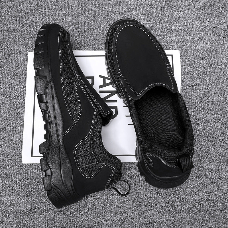 (Medical Certification) Men's Orthopedic Genuine Leather Shoes for Diabetics, Arch Support Hiking Shoes for Plantar Fasciitis