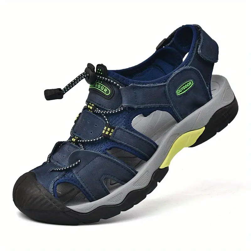 Dallader Men's Genuine Leather Sports Sandals, Orthopedic Support, Comfortable Lightweight Durable Non-Slip Hiking Sandals