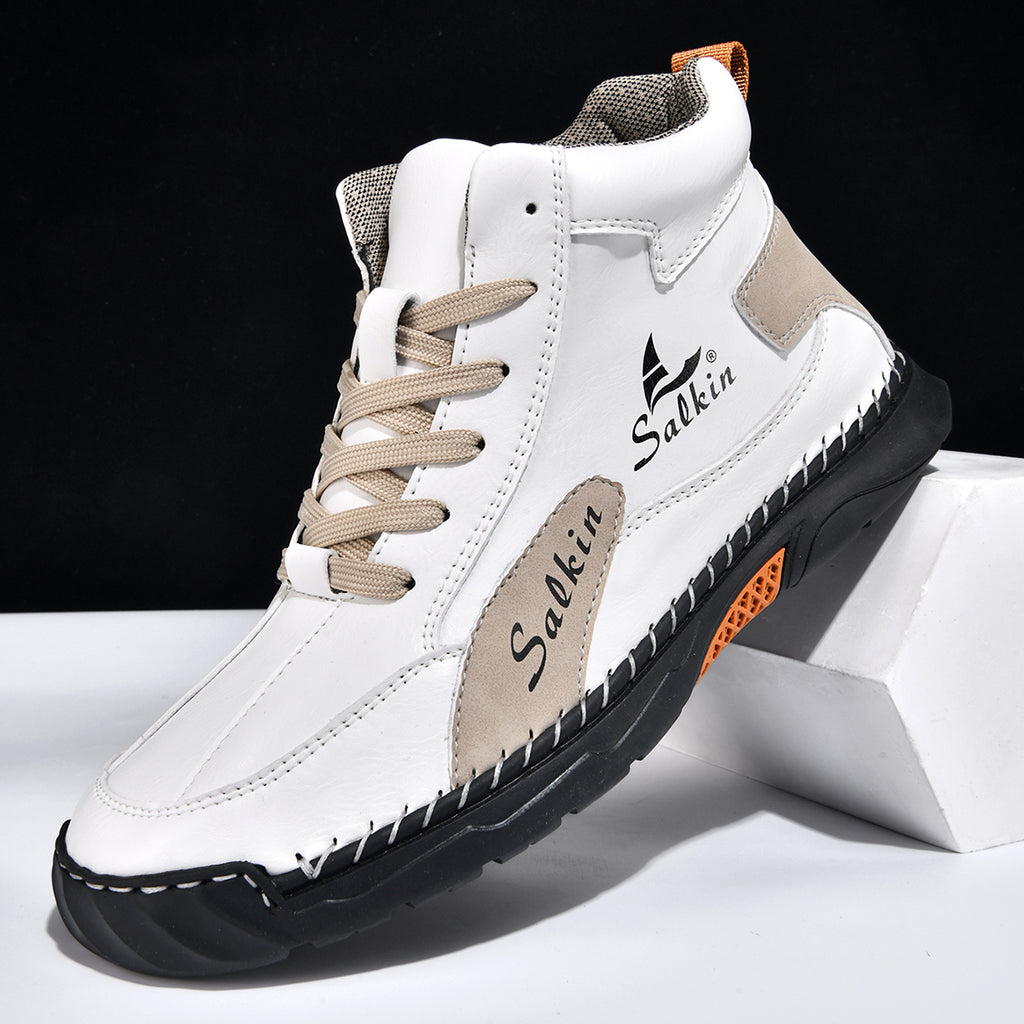 Men's Orthopedic Leather Shoes - Built-in Arch Support, Ankle Support, Waterproof, Non-Slip, Comfortable Work Shoes, Ideal For All-Day Wear and Durable For 5 Years