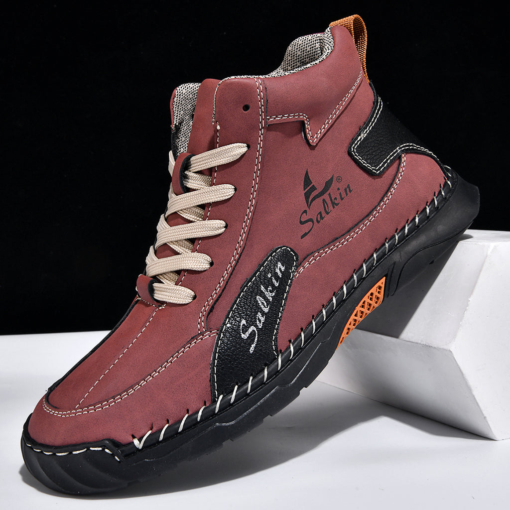 Men's Orthopedic Leather Shoes - Built-in Arch Support, Ankle Support, Waterproof, Non-Slip, Comfortable Work Shoes, Ideal For All-Day Wear and Durable For 5 Years