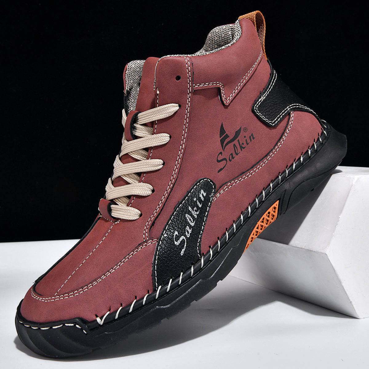 Men's Orthopedic Leather Shoes - Built-in Arch Support, Ankle Support, Waterproof, Non-Slip, Comfortable Work Shoes, Ideal For All-Day Wear and Durable For 5 Years