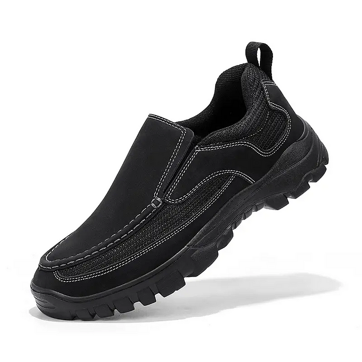 (Medical Certification) Men's Orthopedic Genuine Leather Shoes for Diabetics, Arch Support Hiking Shoes for Plantar Fasciitis