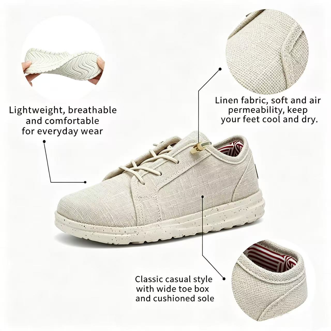 Men’s Machine Washable Dress Sneakers | Lightweight, Slip On, Lace-up Sneakers, Soft, Comfortable, Daily Wear Shoes