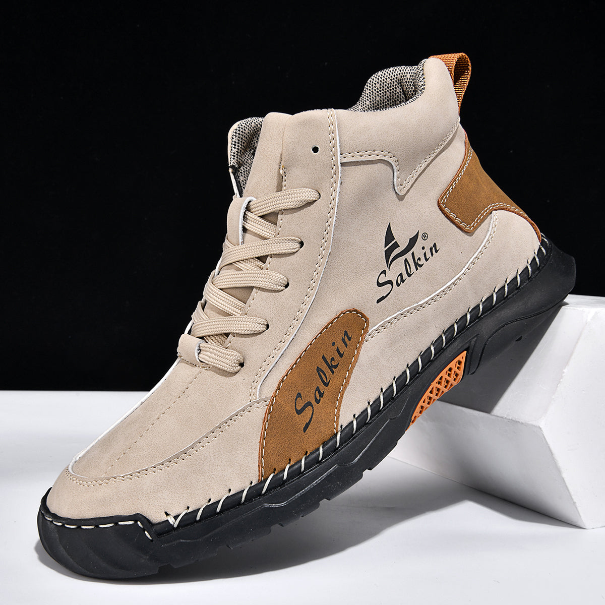 Men's Orthopedic Leather Shoes - Built-in Arch Support, Ankle Support, Waterproof, Non-Slip, Comfortable Work Shoes, Ideal For All-Day Wear and Durable For 5 Years