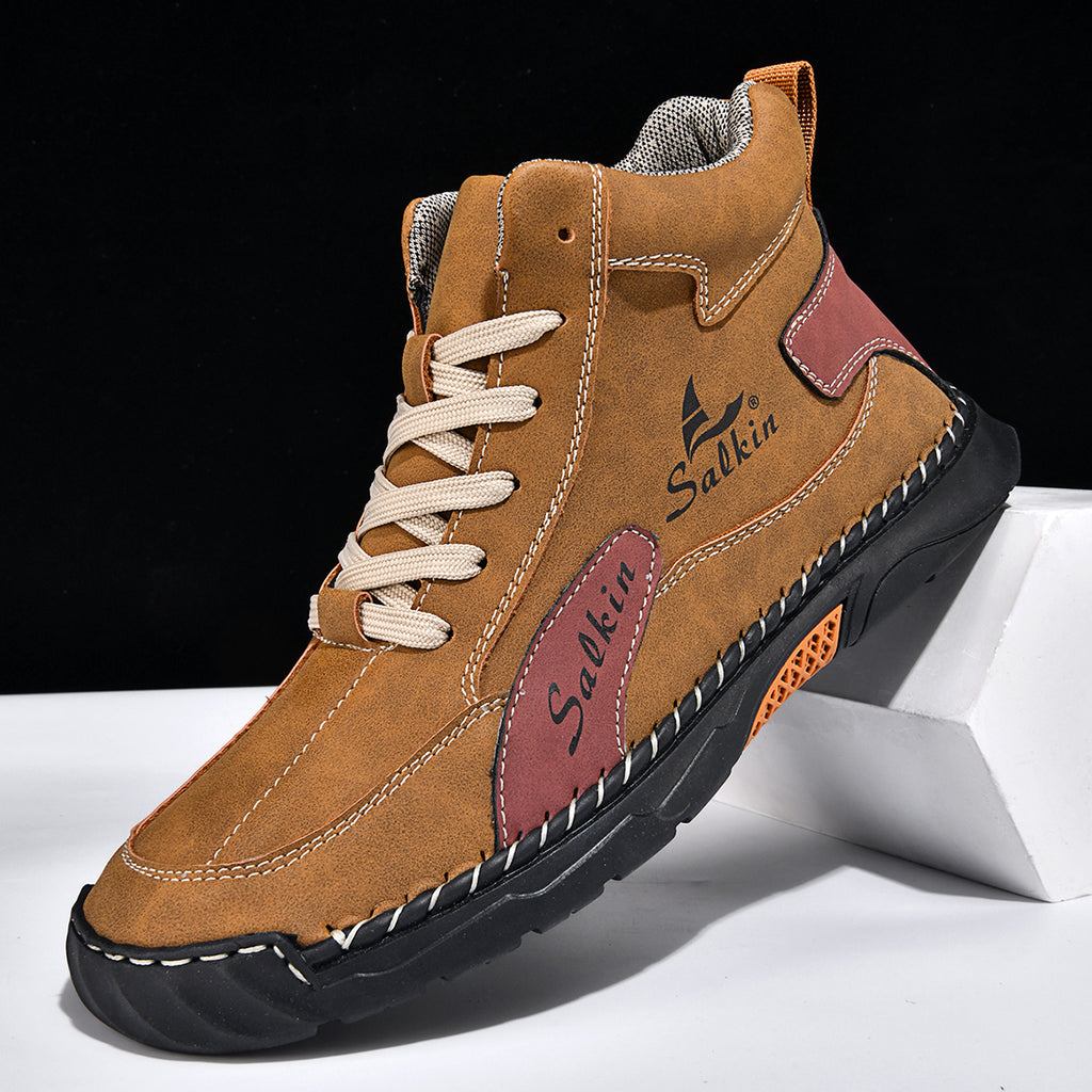 Men's Orthopedic Leather Shoes - Built-in Arch Support, Ankle Support, Waterproof, Non-Slip, Comfortable Work Shoes, Ideal For All-Day Wear and Durable For 5 Years