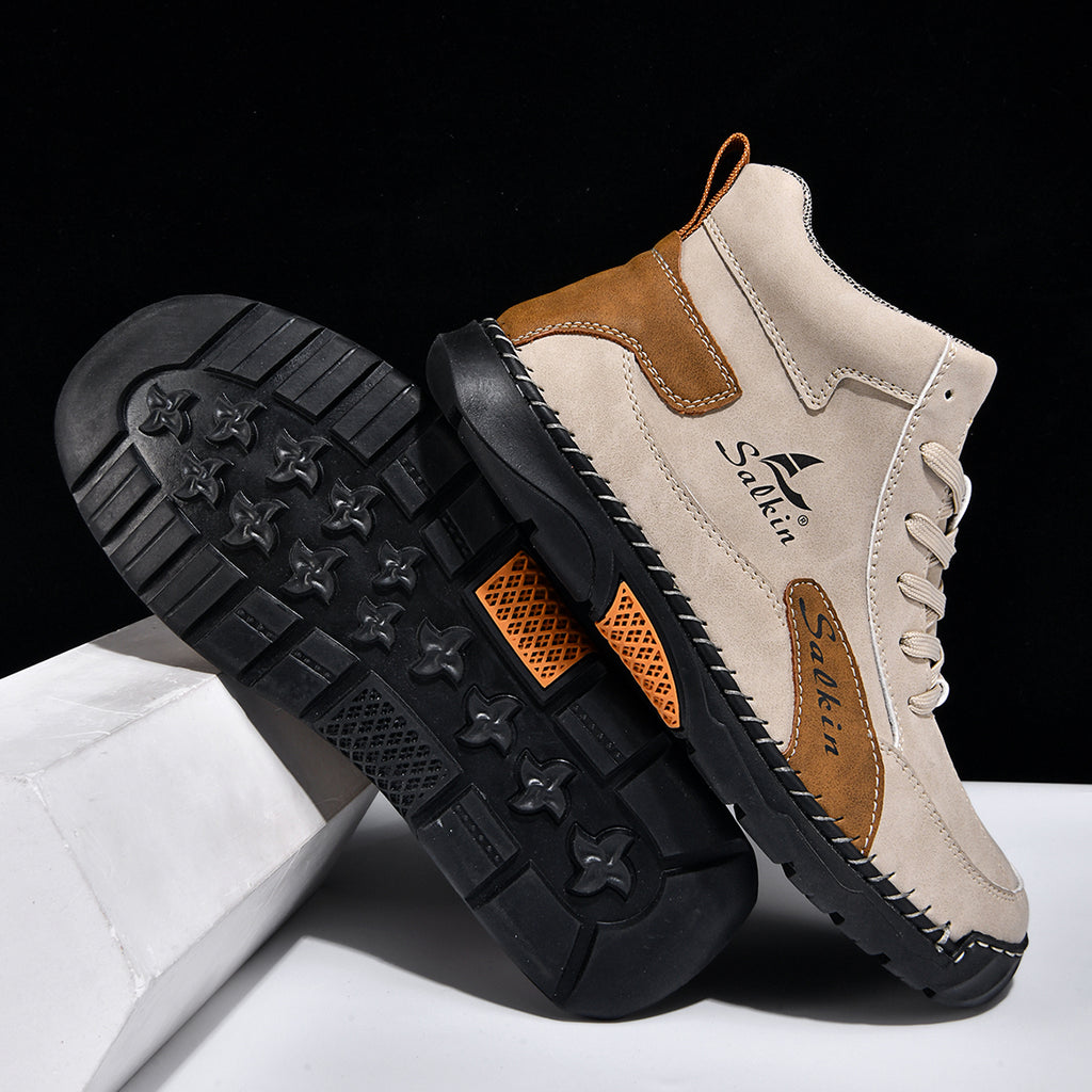 Men's Orthopedic Leather Shoes - Built-in Arch Support, Ankle Support, Waterproof, Non-Slip, Comfortable Work Shoes, Ideal For All-Day Wear and Durable For 5 Years