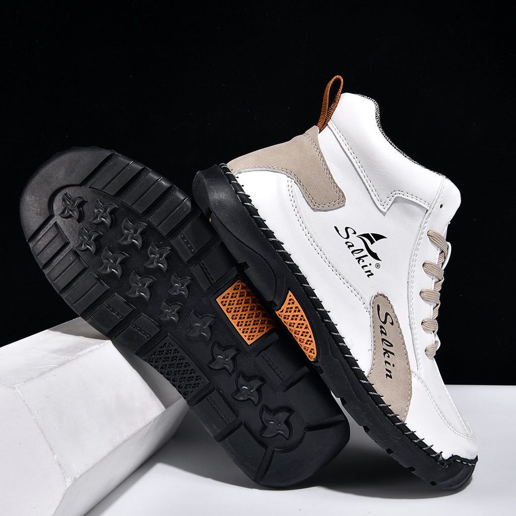 Men's Orthopedic Leather Shoes - Built-in Arch Support, Ankle Support, Waterproof, Non-Slip, Comfortable Work Shoes, Ideal For All-Day Wear and Durable For 5 Years