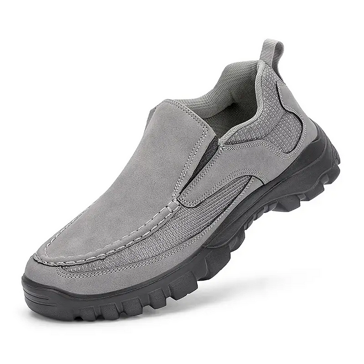 (Medical Certification) Men's Orthopedic Genuine Leather Shoes for Diabetics, Arch Support Hiking Shoes for Plantar Fasciitis