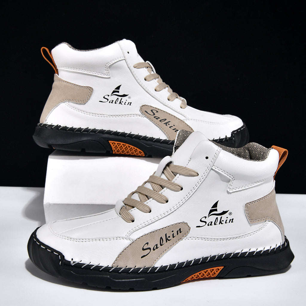 Men's Orthopedic Leather Shoes - Built-in Arch Support, Ankle Support, Waterproof, Non-Slip, Comfortable Work Shoes, Ideal For All-Day Wear and Durable For 5 Years
