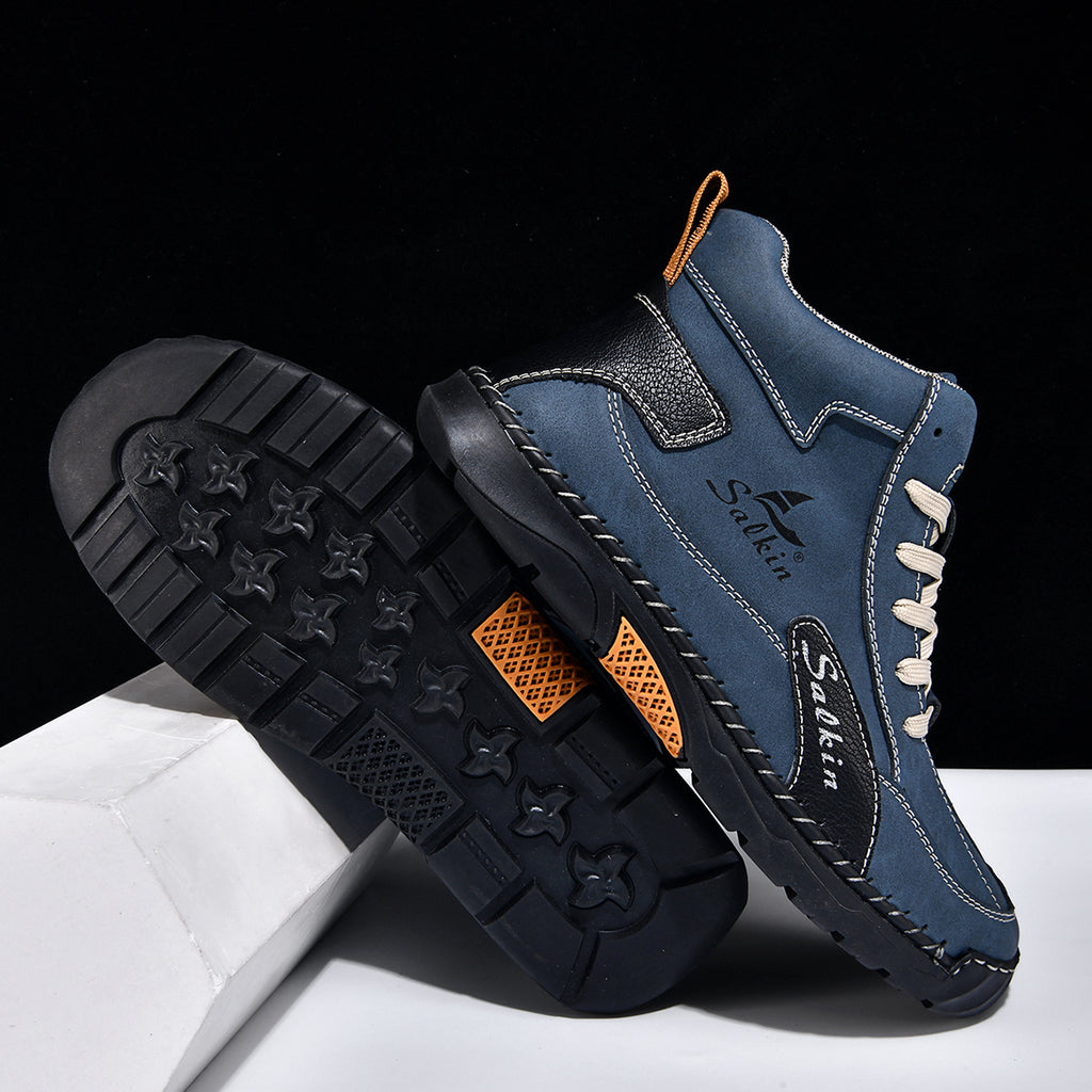 Men's Orthopedic Leather Shoes - Built-in Arch Support, Ankle Support, Waterproof, Non-Slip, Comfortable Work Shoes, Ideal For All-Day Wear and Durable For 5 Years