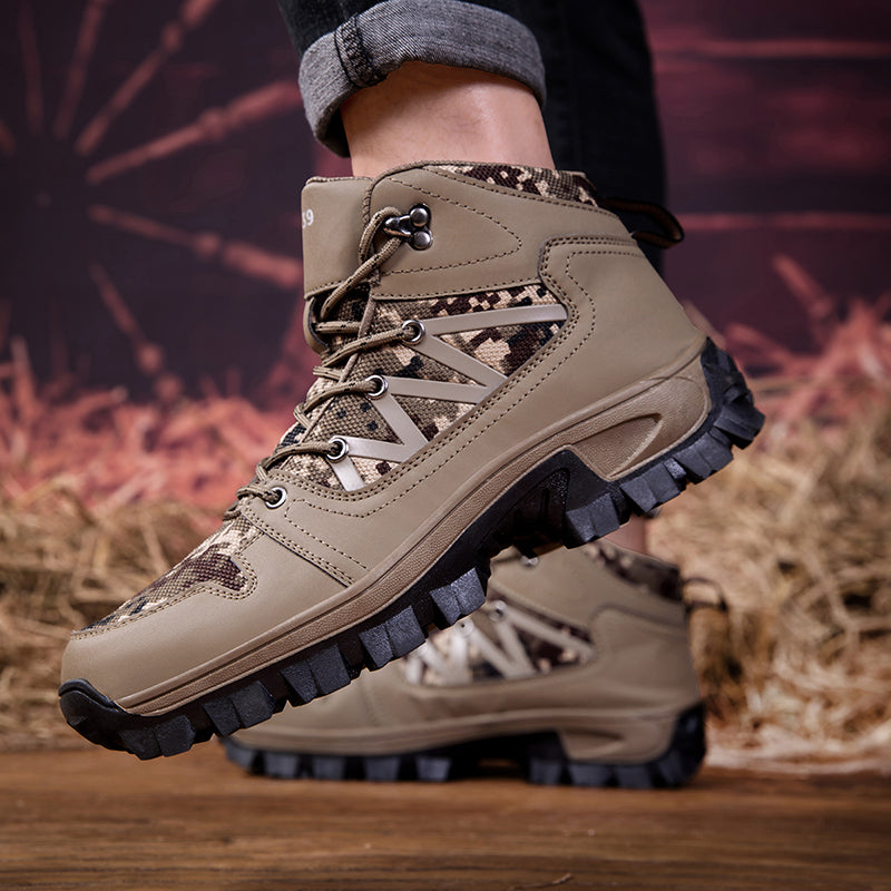 Men's Orthopedic Walking Boots - Built-In Arch Support; Ankle Support; Waterproof Leather Upper; Wide Toe; Non-Slip; Anti-Wear; Comfortable Hiking Boots